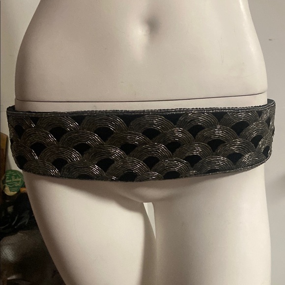 Morgan Taylor  Black and Silver Beaded Belt - Picture 1 of 7